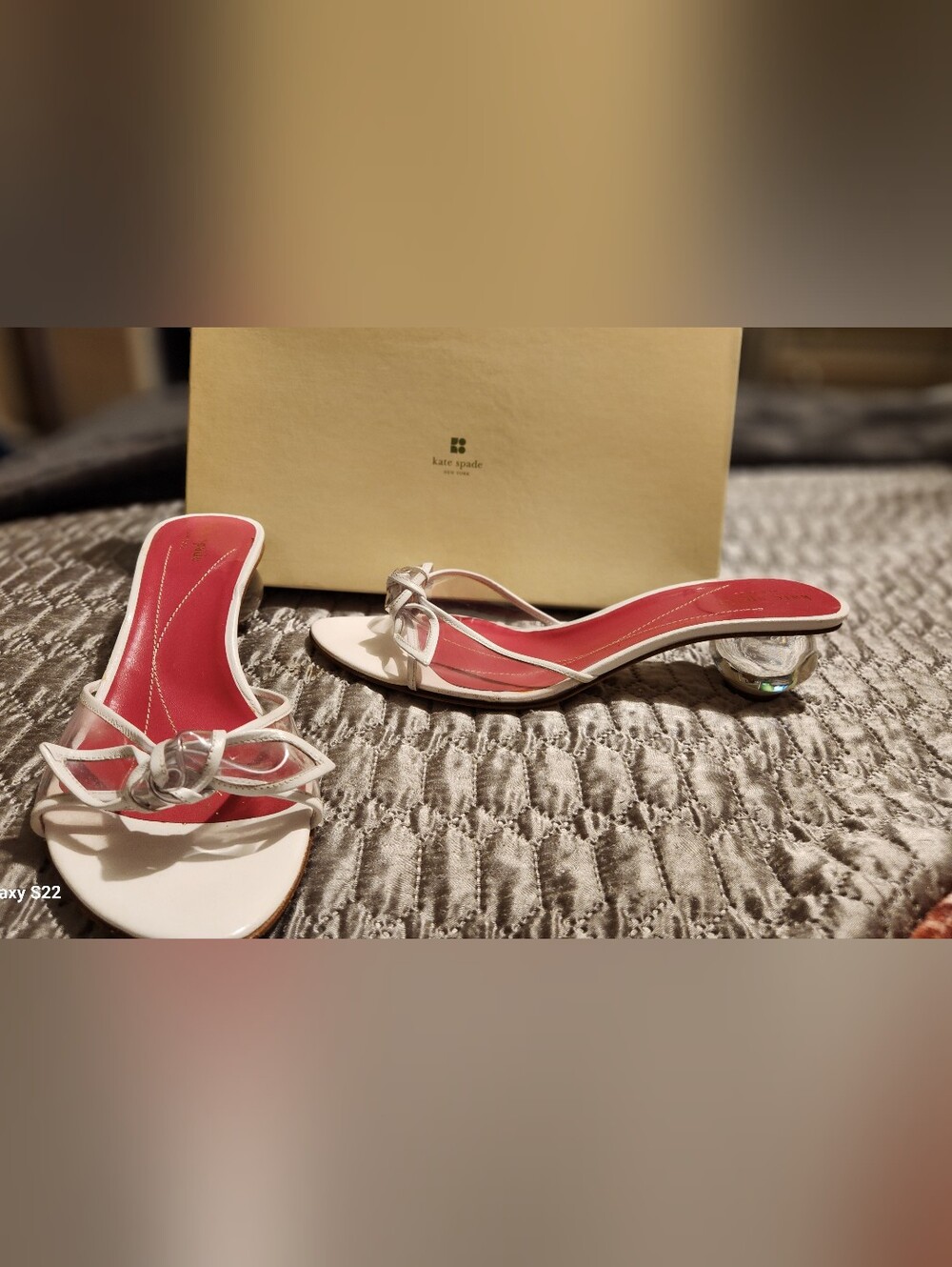 PRELOVED AUTHENIC kate spade SIZE 9 White Knot-Accent Slide Sandals